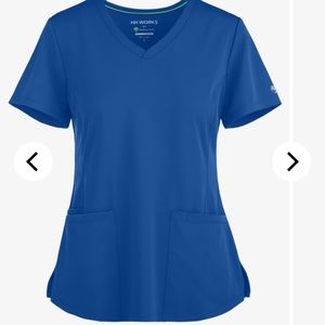 Womens royal blue healing hands scrub top size XS